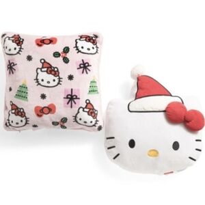 Hello Kitty White Multi 18in 2pk Square Pillow & Shaped Head Pillow Set Festive